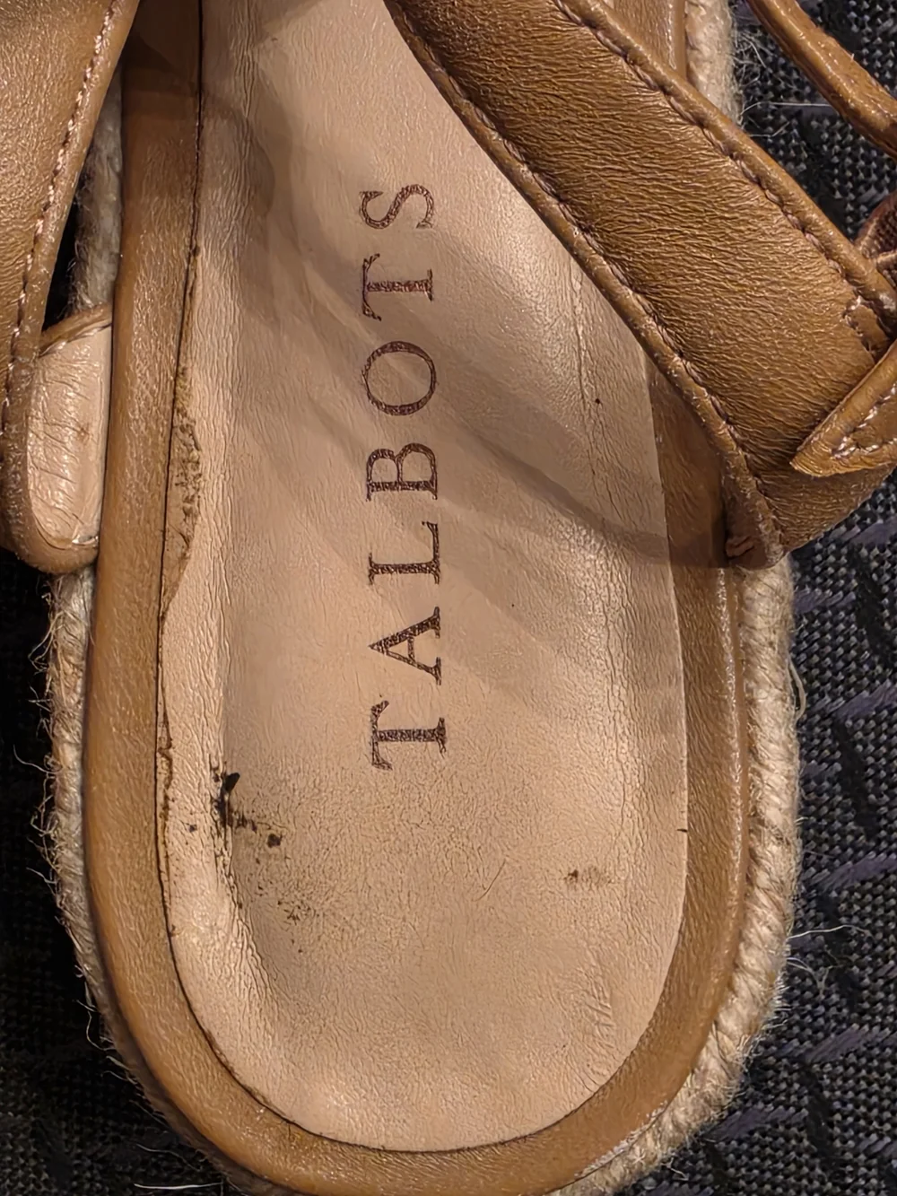 Talbots Tan Espadrille Sandals with Pink & Blue Plaid Knot Size 6.5